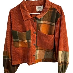 Ashley By 26 International Orange Plaid Bomber Jacket
